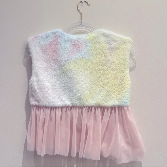 I Love J Pastel Plaid Furry Vest Size 2 XL - Picture 6 of 6